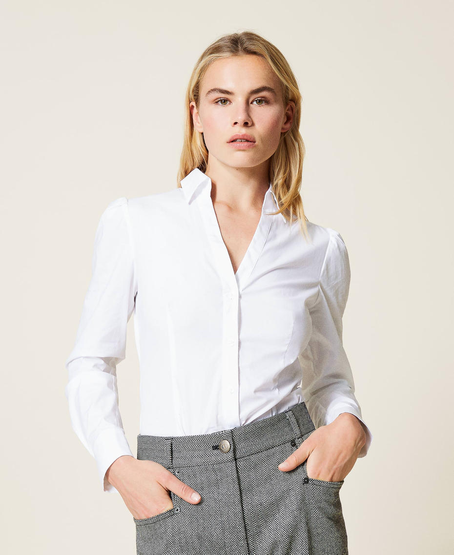 Poplin bodysuit White Woman 212TP2383-01