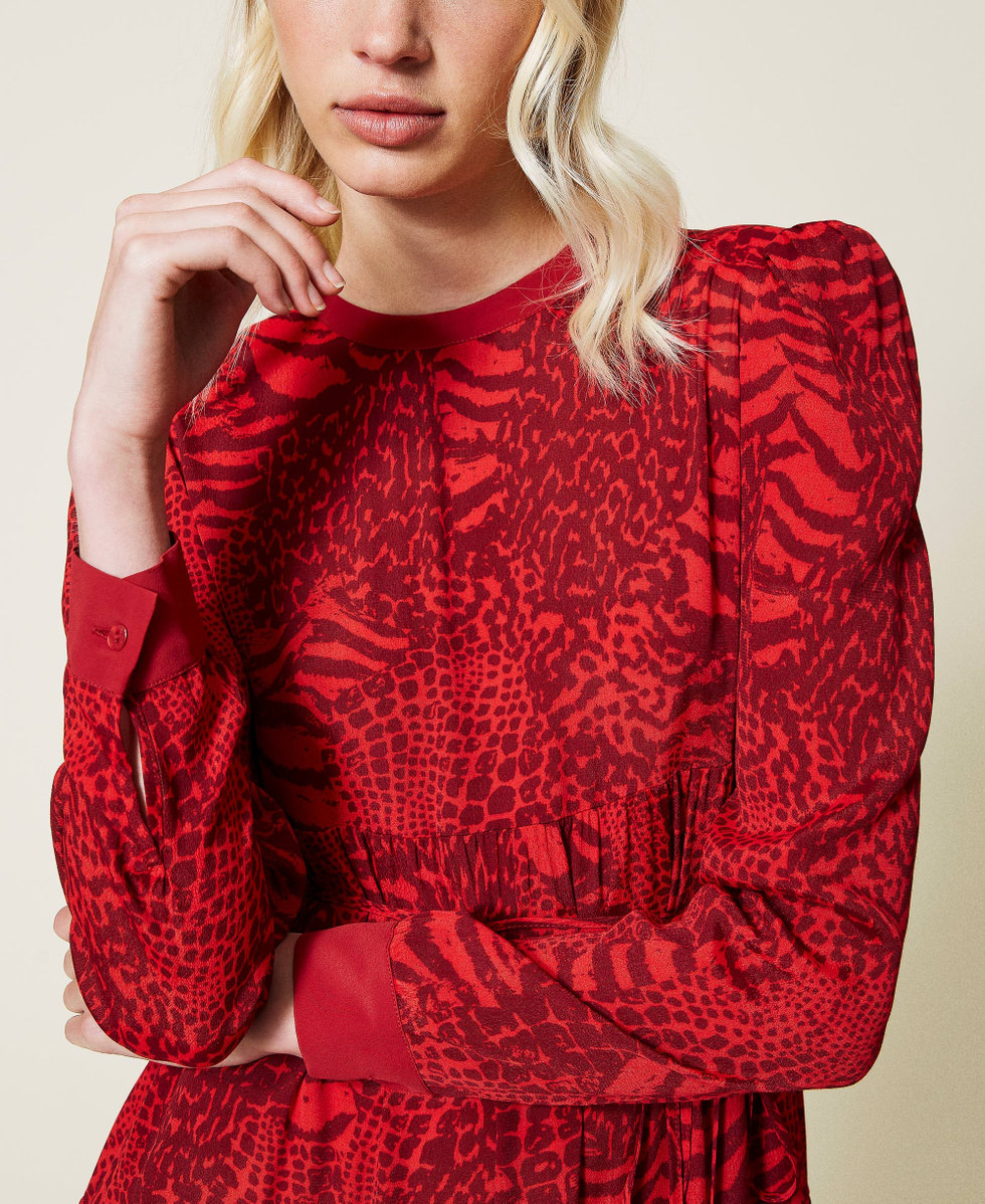 Vestito animalier rosso outlet