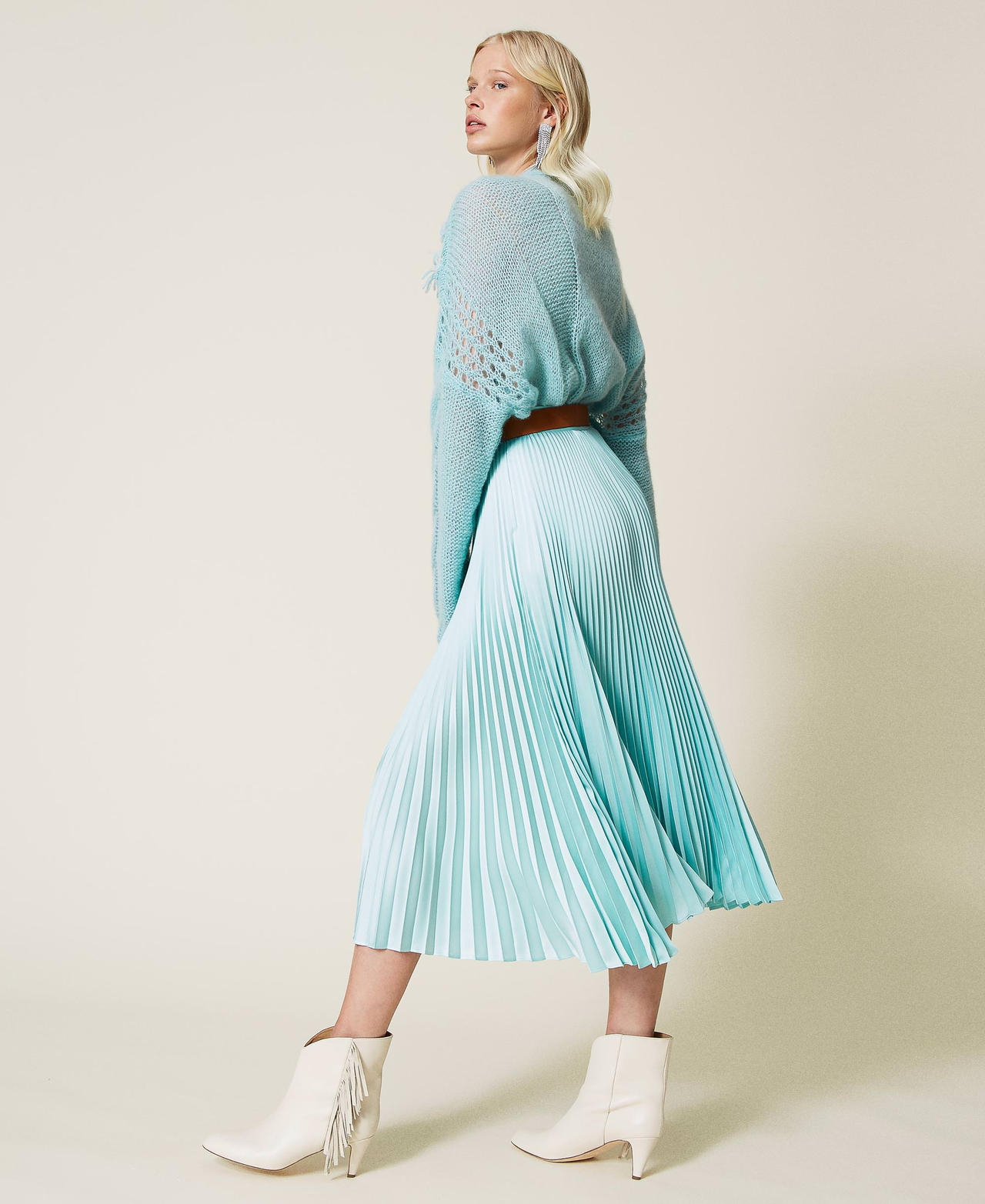 Maxi-Plisseerock &bdquo;Dunkle Nymphe&ldquo;-Gr&uuml;n Frau 212TP2441-02