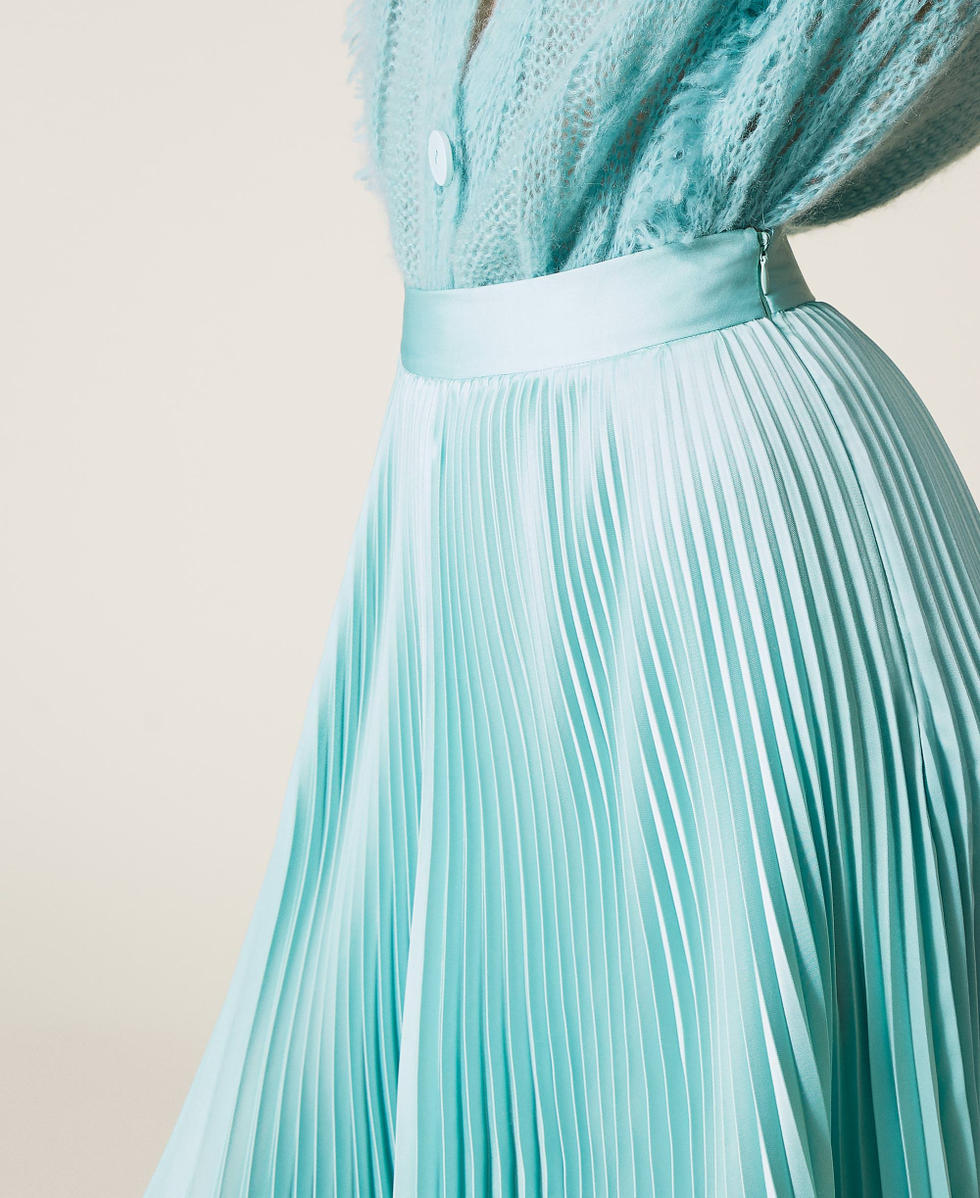 Gonna lunga pliss&eacute; Verde "Ninfa Scuro" Donna 212TP2441-05