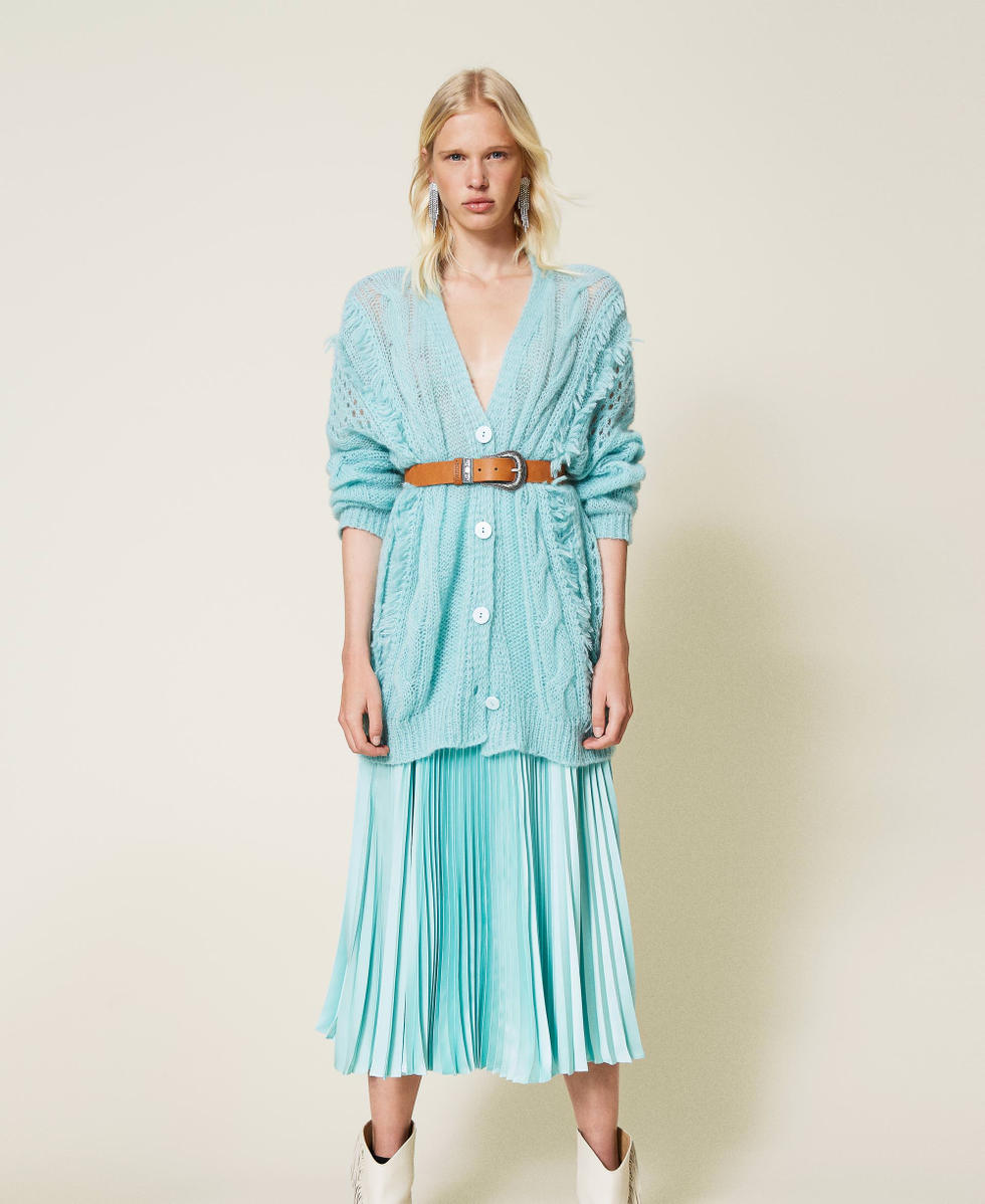 Gonna lunga pliss&eacute; Verde "Ninfa Scuro" Donna 212TP2441-0T