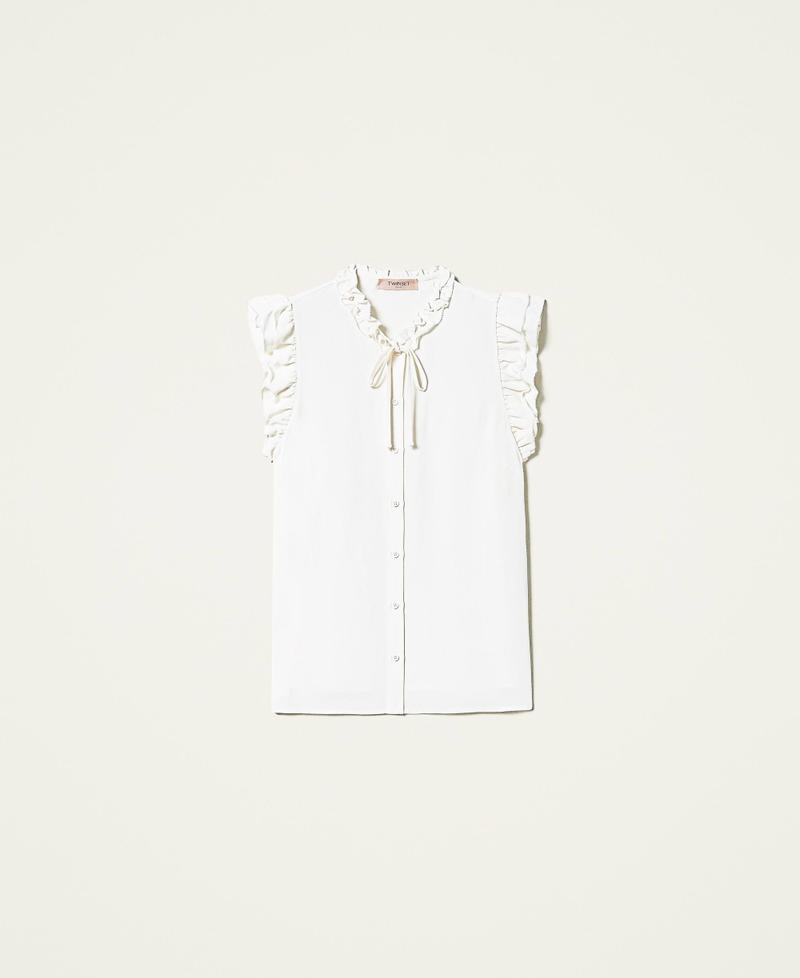 Crêpe shirt with ruffles White Snow Woman 212TP2476-0S