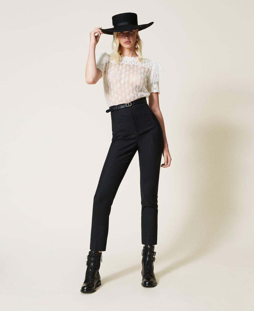 Pantalon cigarette femme noir hot sale