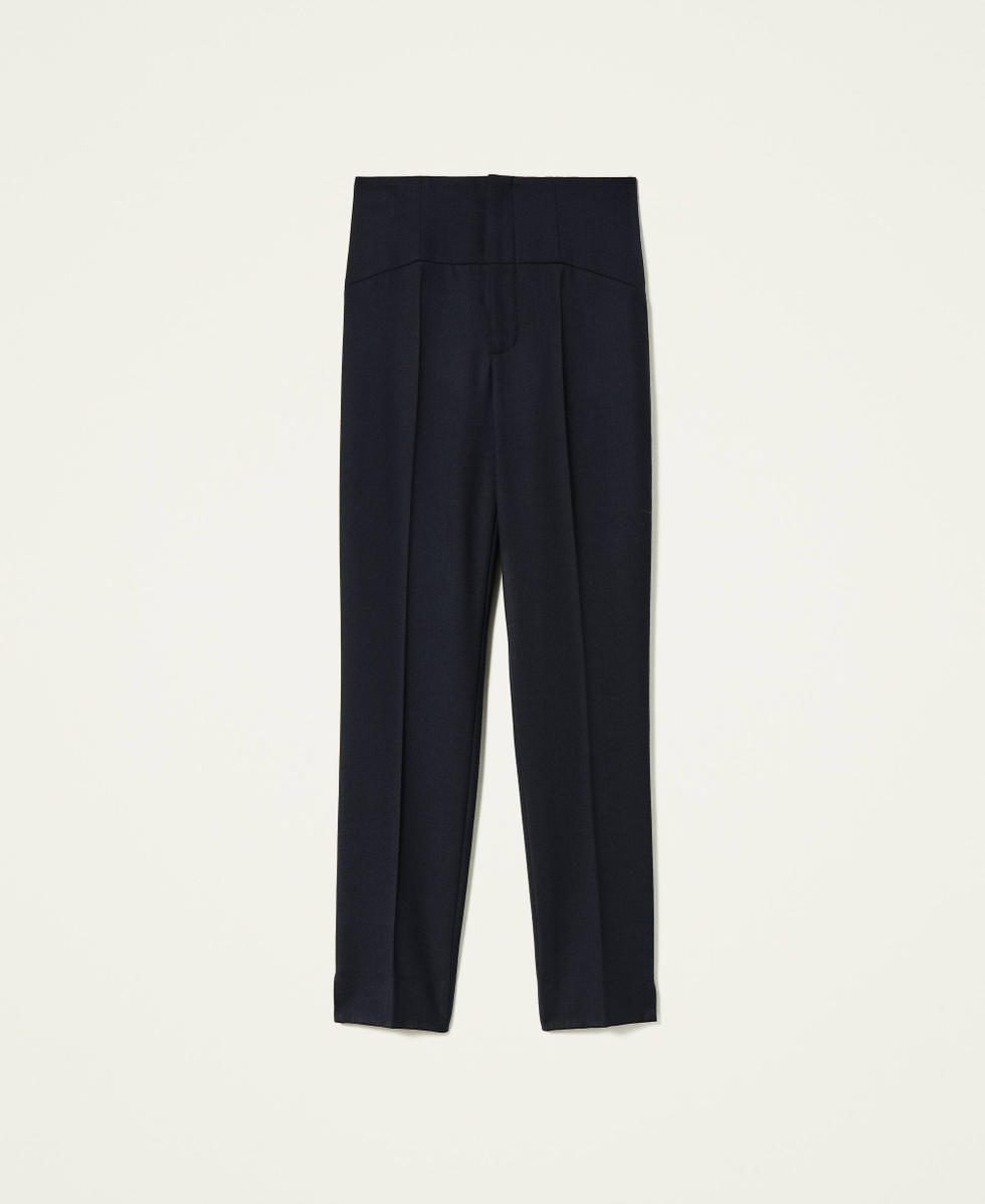Pantalon cigarette en laine Noir Femme 212TP2490-0S