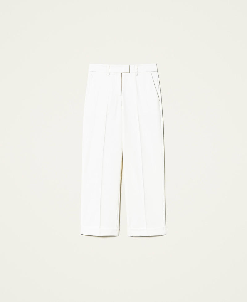 Pantalon cropped en laine Blanc Neige Femme 212TP2492-0S