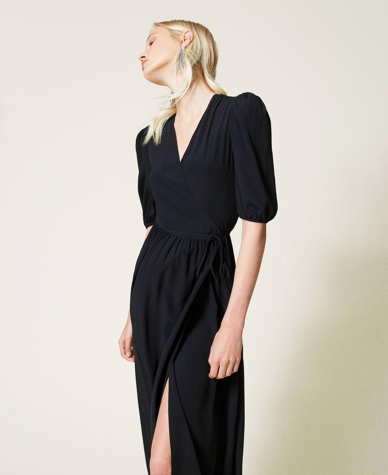 Long silk blend dress Black Woman 212TP2501-04