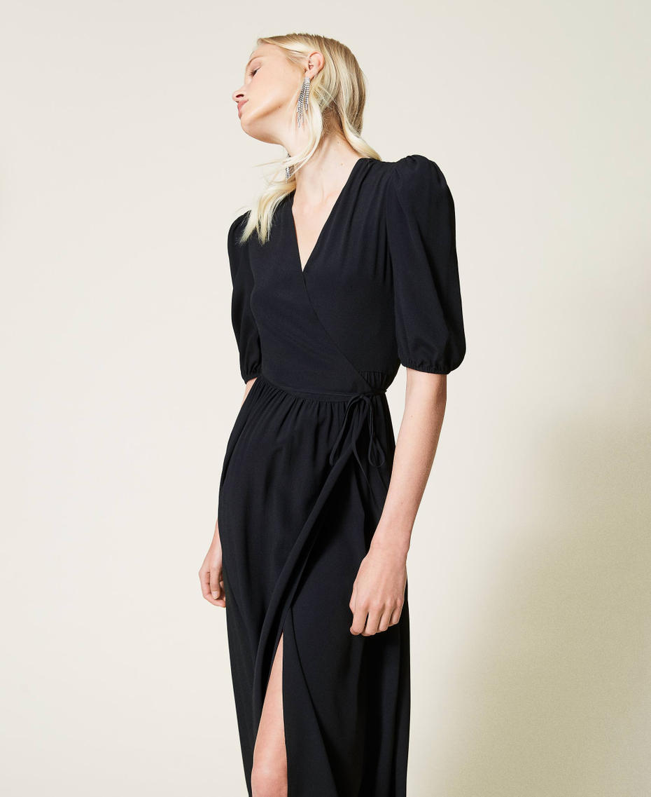Long silk blend dress Black Woman 212TP2501-04