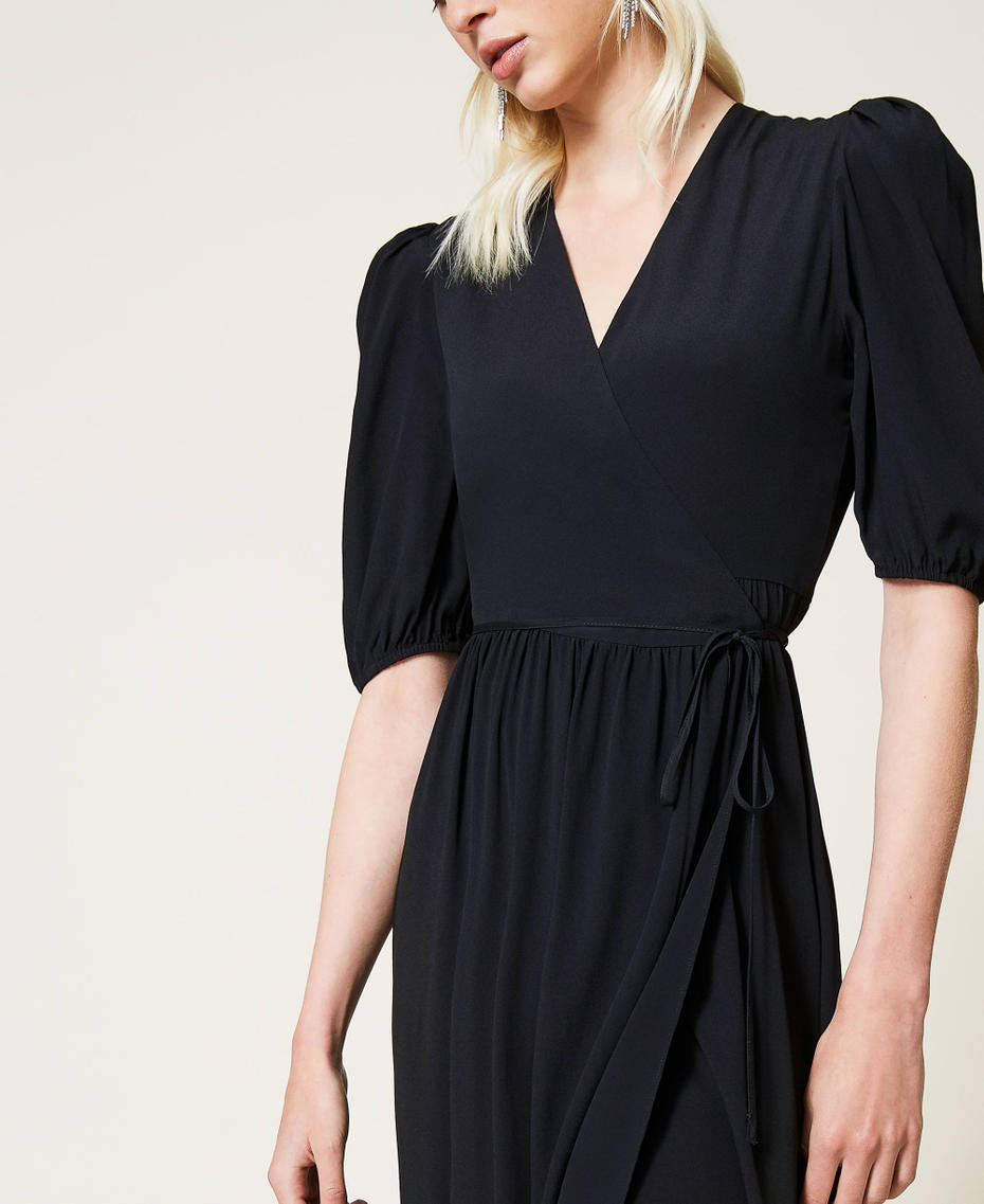 Long silk blend dress Black Woman 212TP2501-05