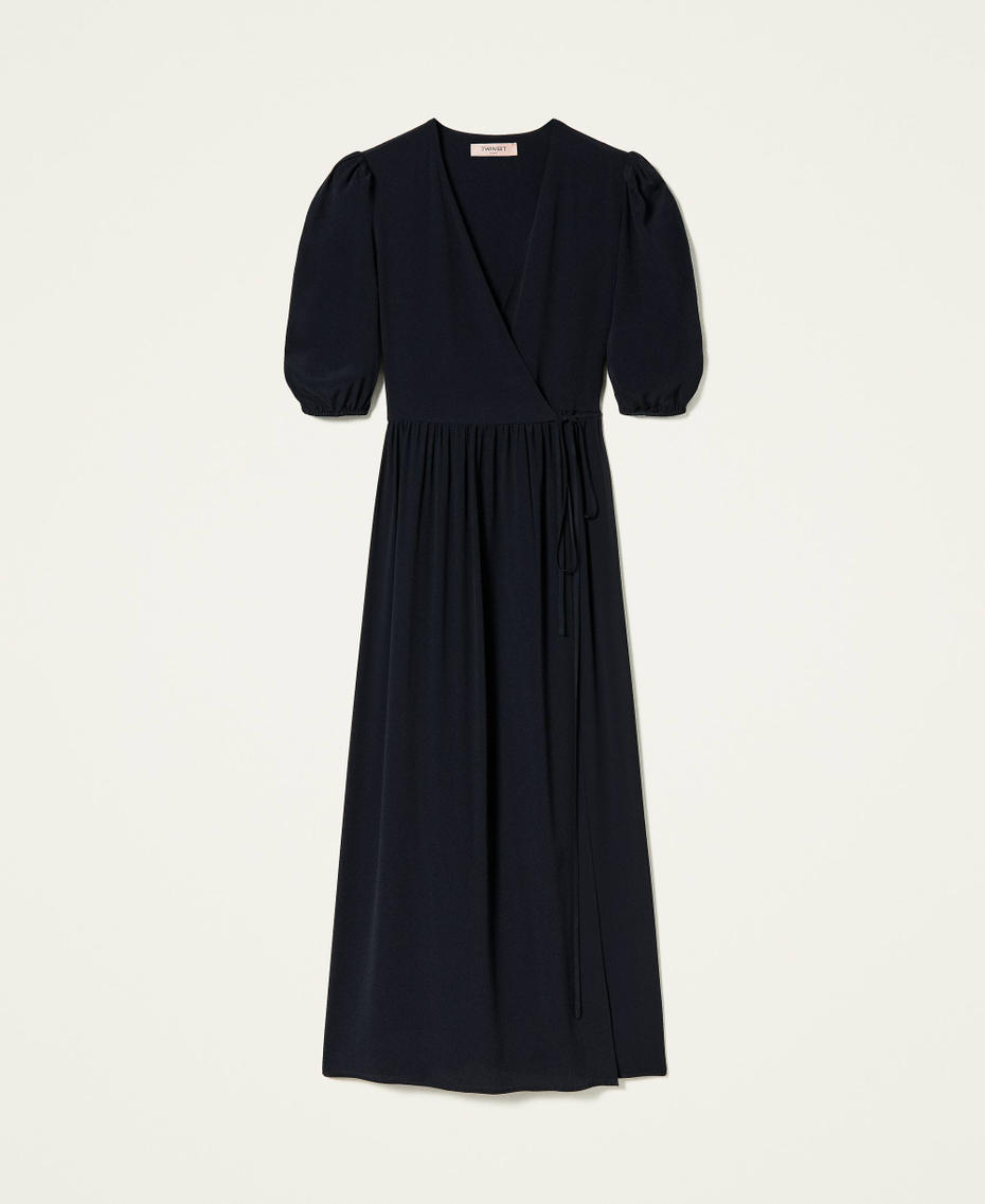 Длинное платье из смесового шелка Черный женщина 212TP2501-0S