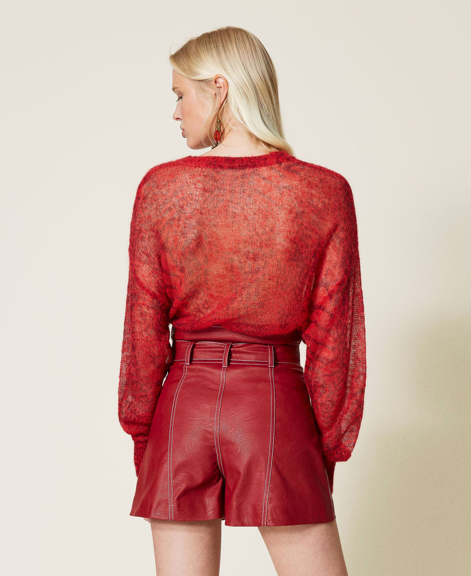 High-Waist-Shorts mit G&uuml;rtel Dunkle Himbeere Frau 212TP2510-03