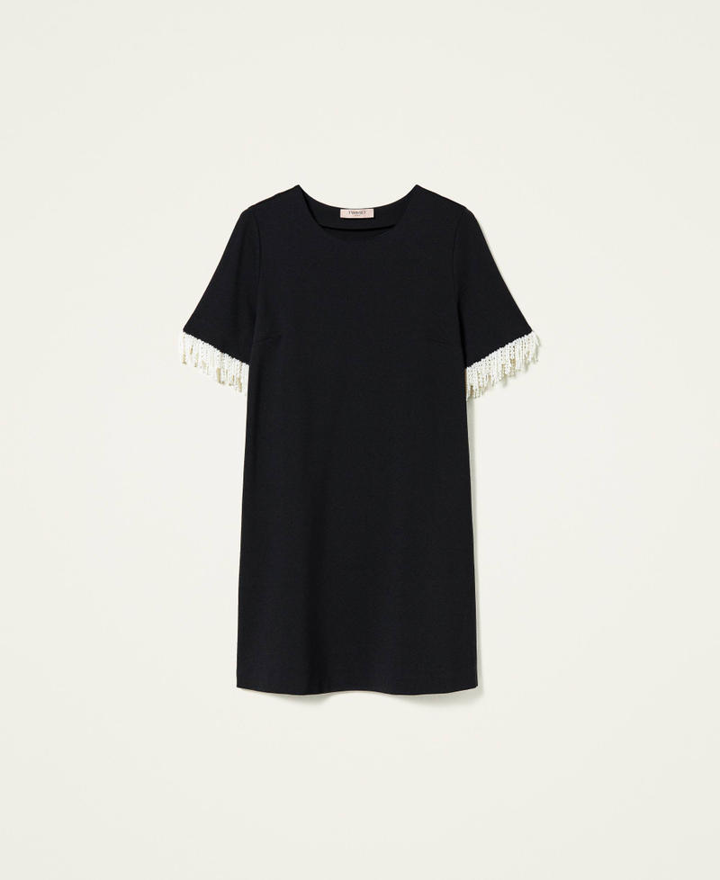 Kleid mit Perlenfransen Schwarz Frau 212TP2531-0S
