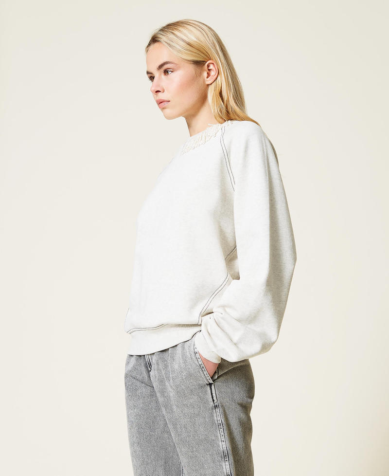 Sudadera con flecos de cuentas Gris M&eacute;lange Claro Mujer 212TP2541-03