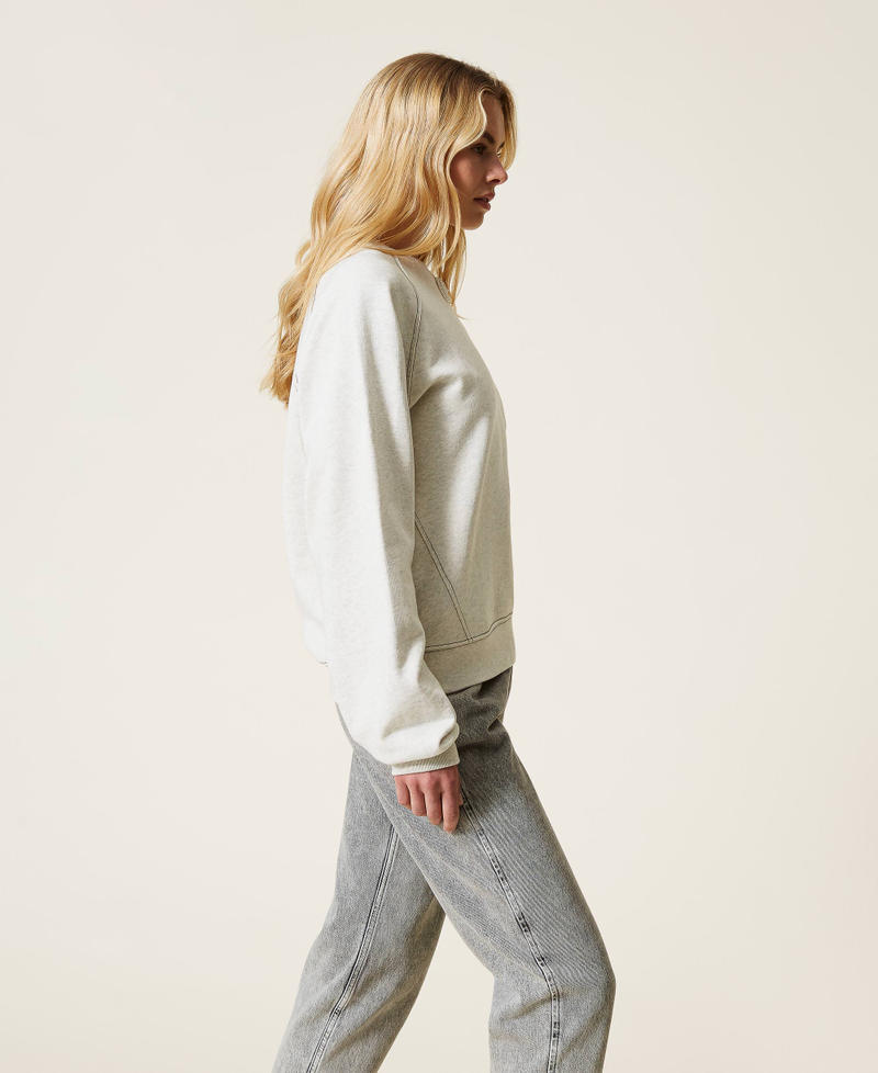 Sudadera con flecos de cuentas Gris M&eacute;lange Claro Mujer 212TP2541-04