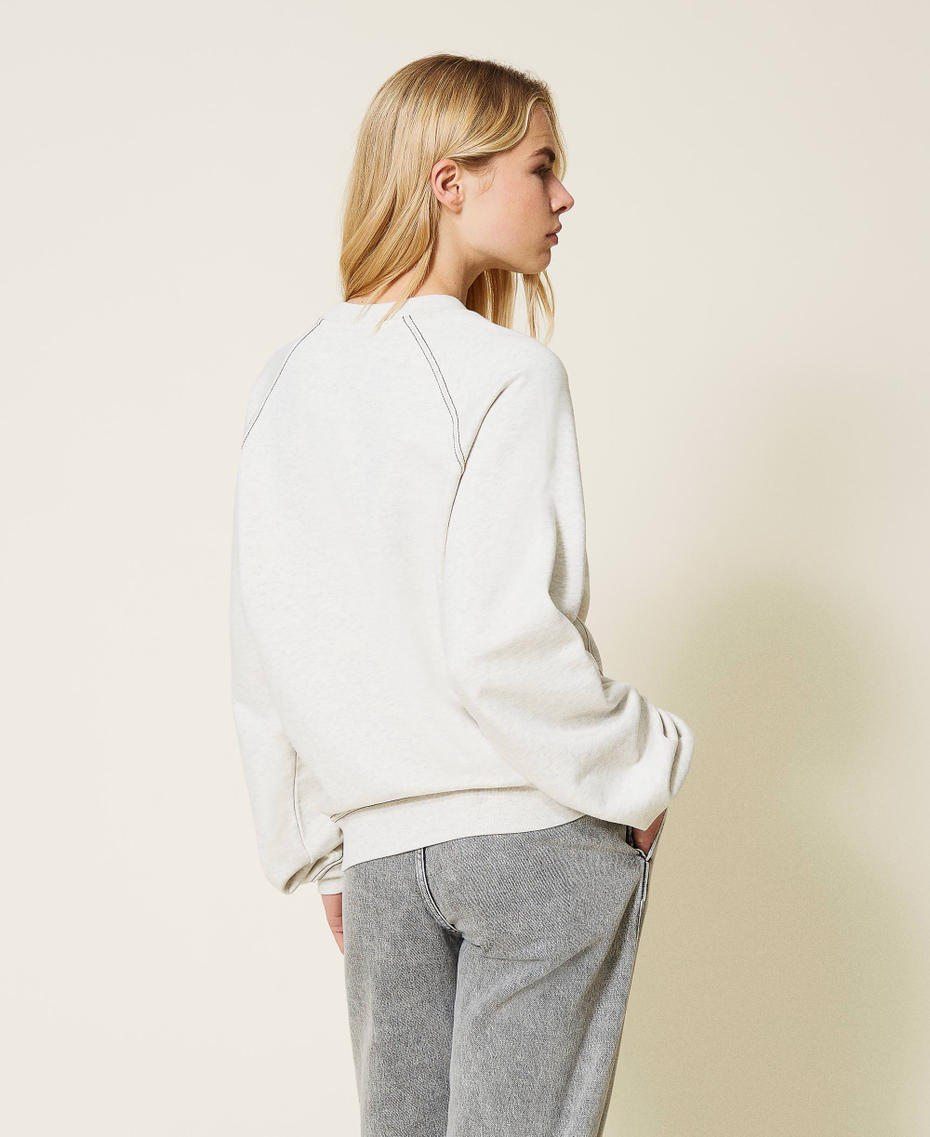 Sudadera con flecos de cuentas Gris M&eacute;lange Claro Mujer 212TP2541-05