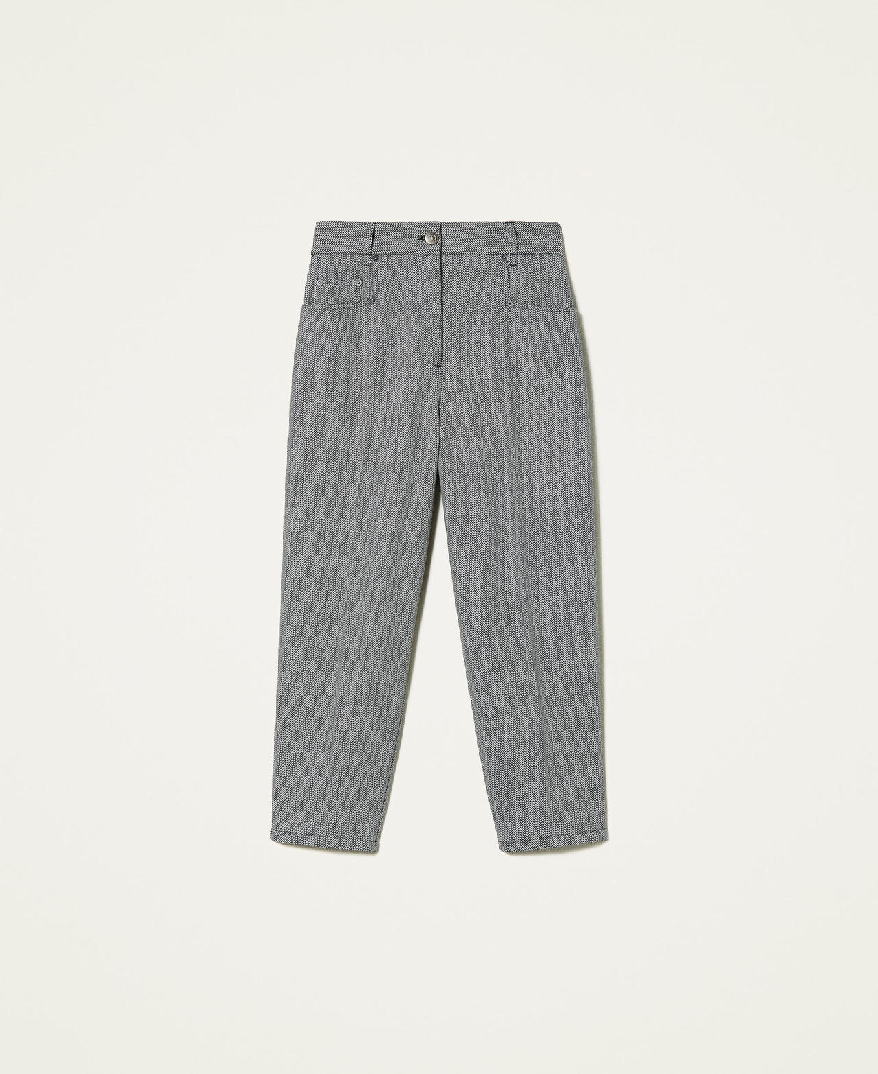 Pantal&oacute;n de mezcla de lana chevr&oacute;n Chevr&oacute;n Negro / Blanco &laquo;Nieve&raquo; Mujer 212TP2552-0S