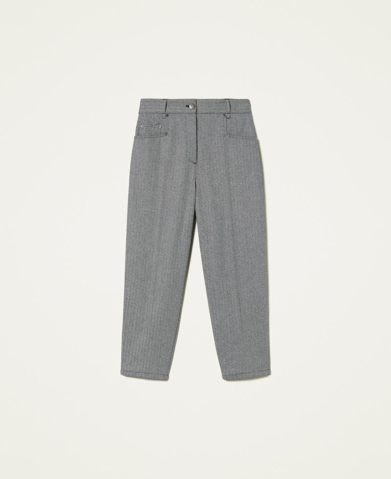 Pantal&oacute;n de mezcla de lana chevr&oacute;n Chevr&oacute;n Negro / Blanco &laquo;Nieve&raquo; Mujer 212TP2552-0S