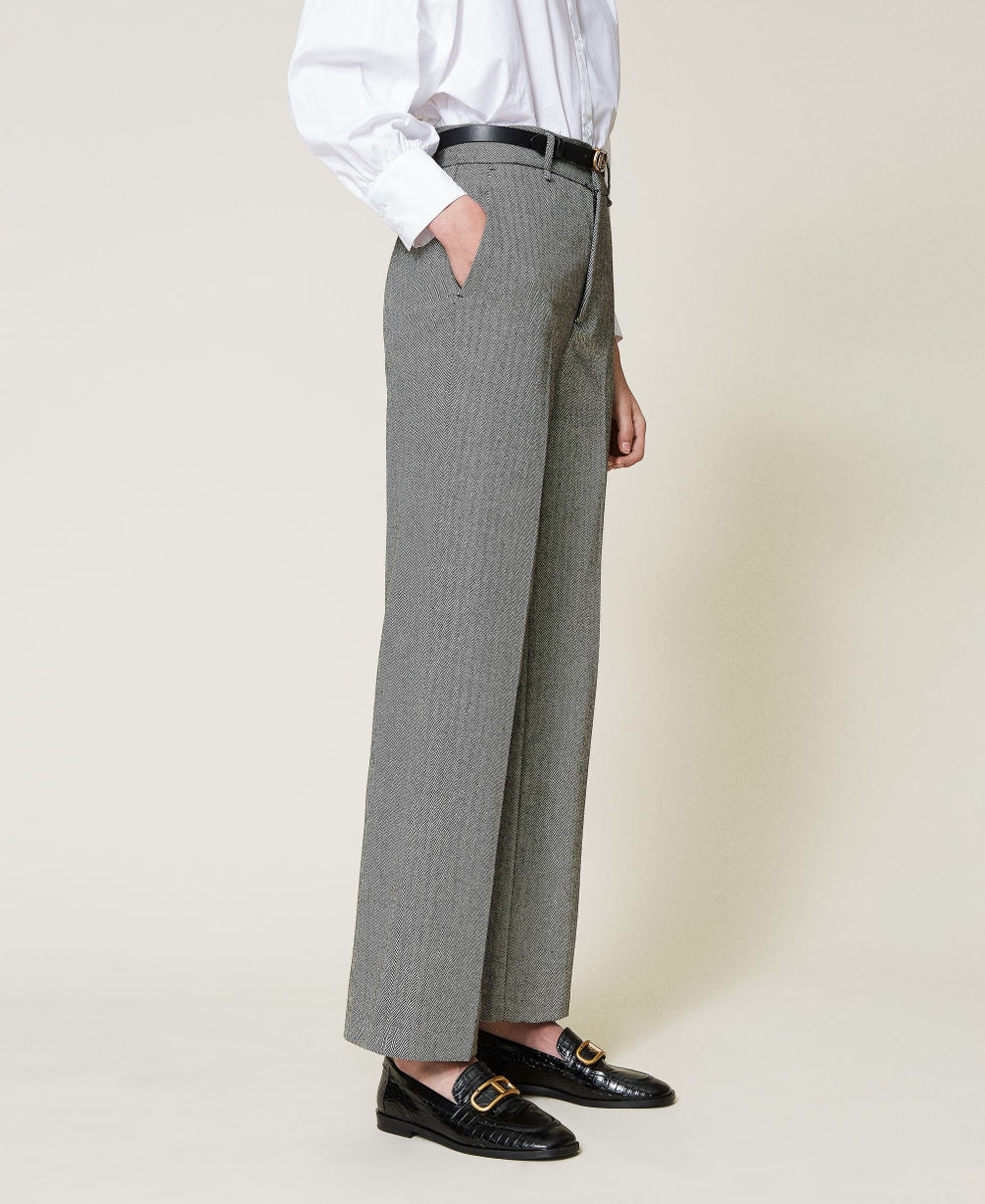 Wool blend wide leg trousers cheap
