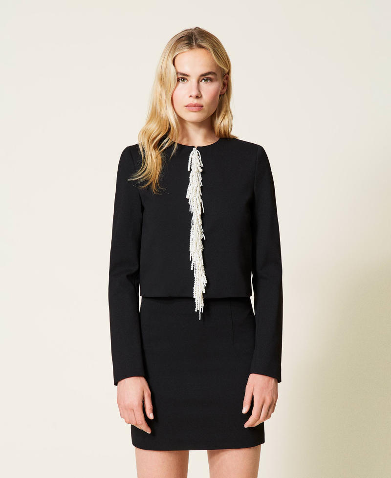 Kurzer High-Waist-Rock Schwarz Frau 212TP2561-02