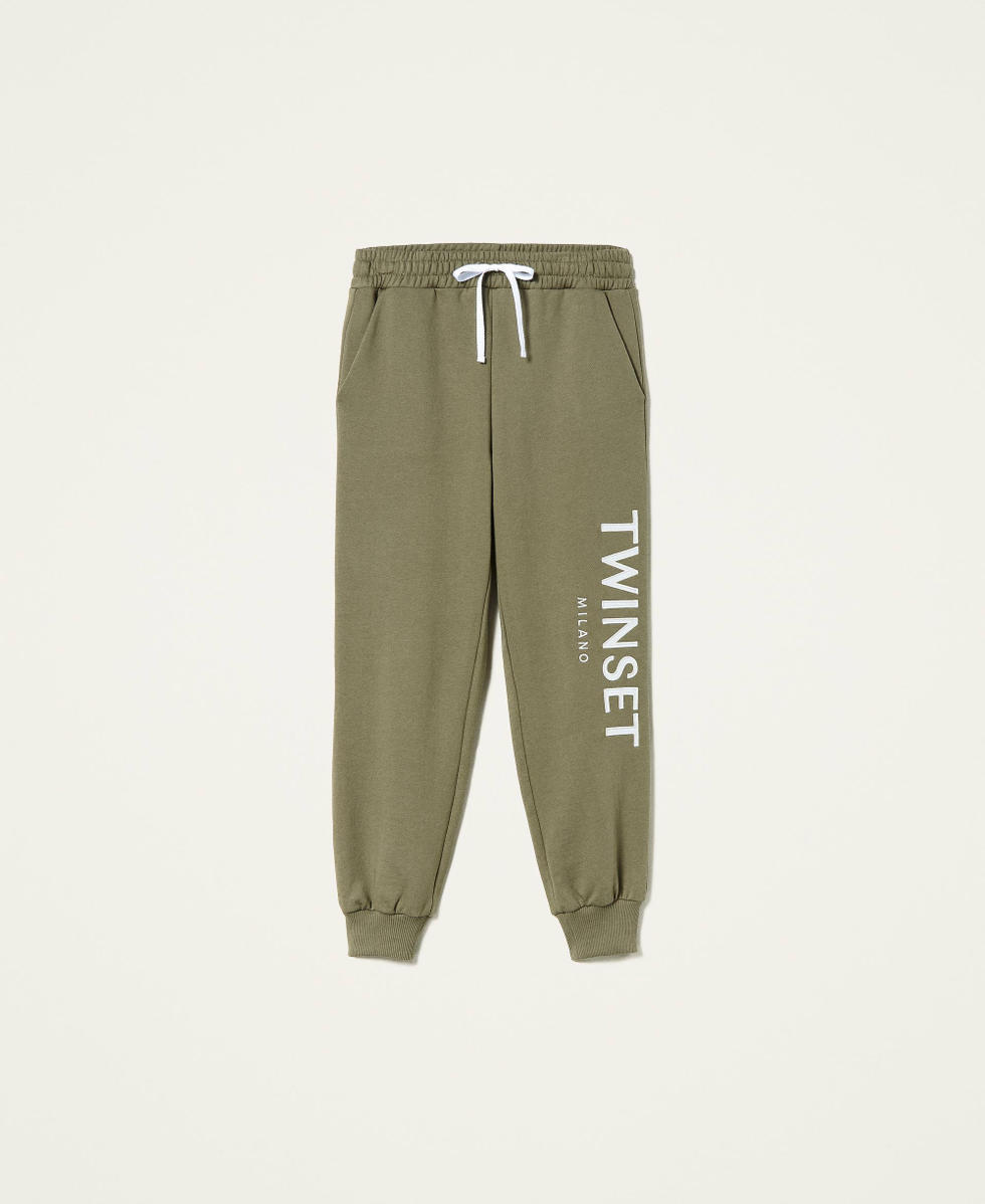 Joggers with embroidered logo Woman Green TWINSET Milano