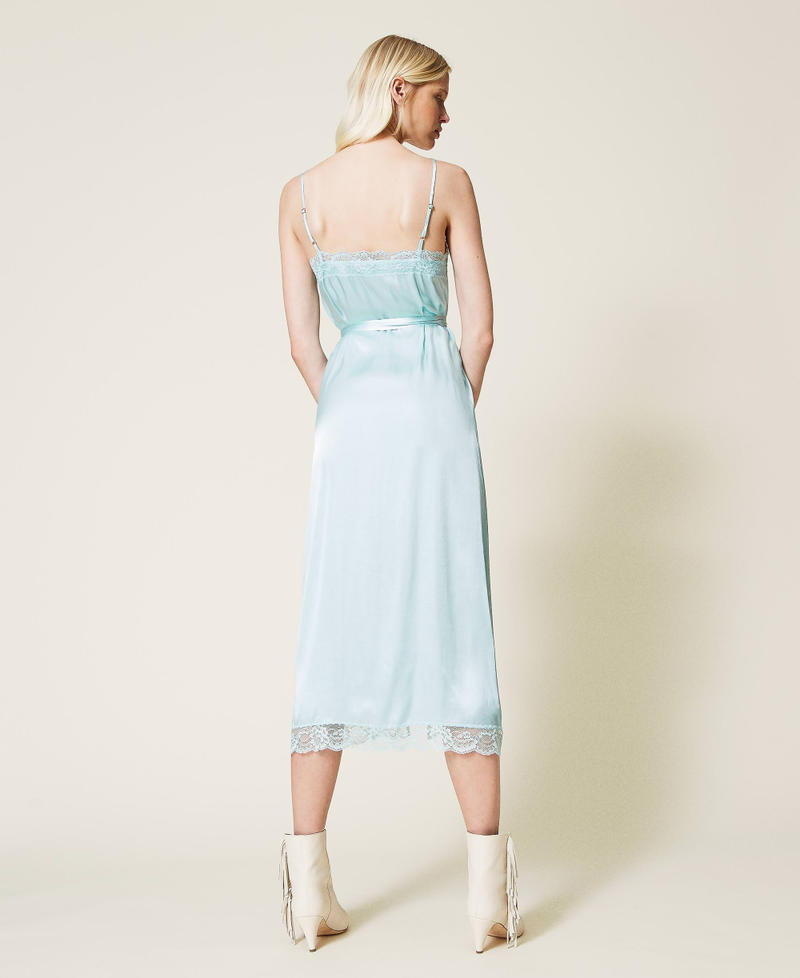 Satin slip dress with lace “Dark Nymph” Green Woman 212TP2600-04