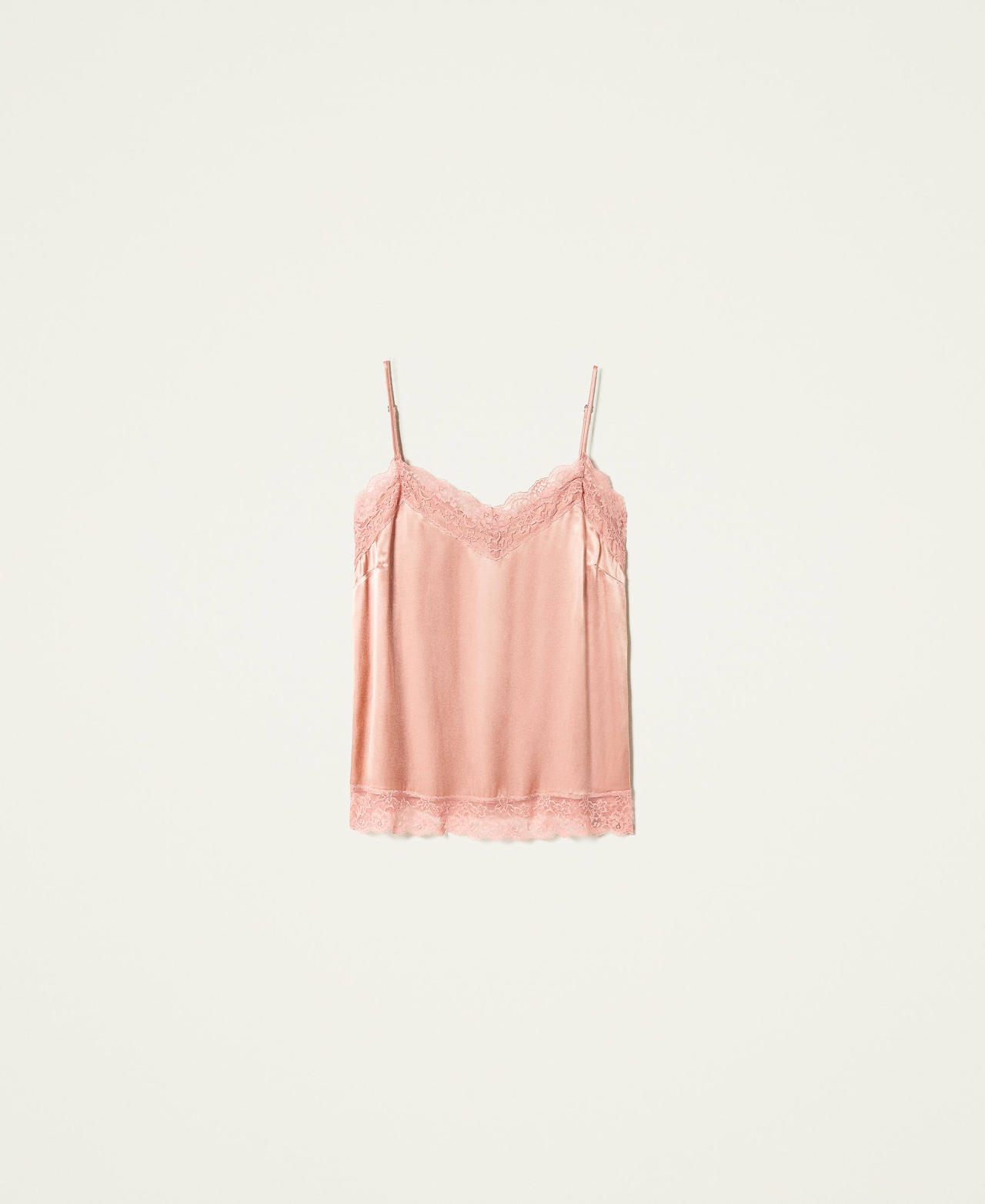 Satin top with lace Canyon Pink Woman 212TP2602-0S