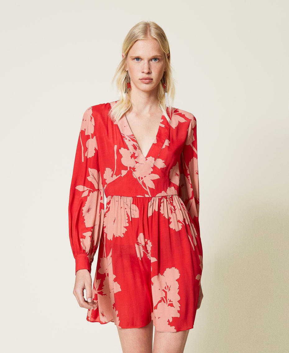 Floral Print Silke Crepe Mini Dress main image 1