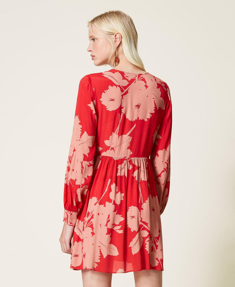 Платье из крепа с цветочным принтом Принт Цветы Розовый Герань женщина 212TP2630-04