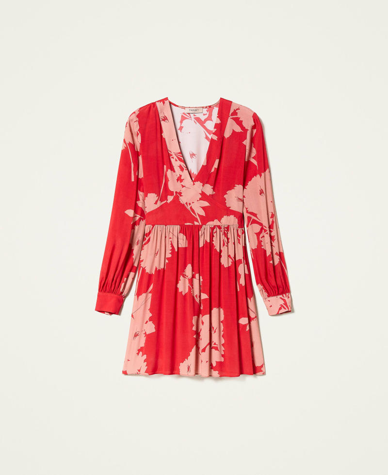 Платье из крепа с цветочным принтом Принт Цветы Розовый Герань женщина 212TP2630-0S