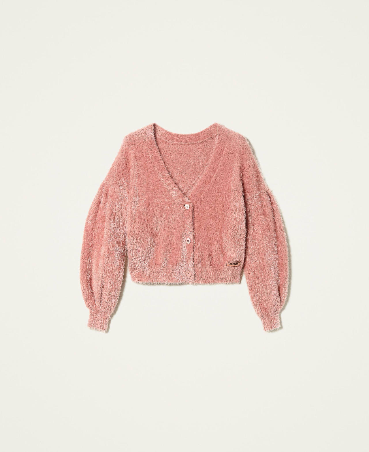 Jumper-cardigan with gathered sleeves Canyon Pink Woman 212TP3010-0S