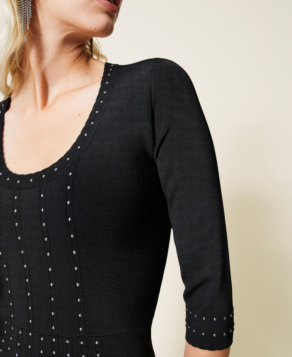 Knit dress with studs Black Woman 212TP3040-04