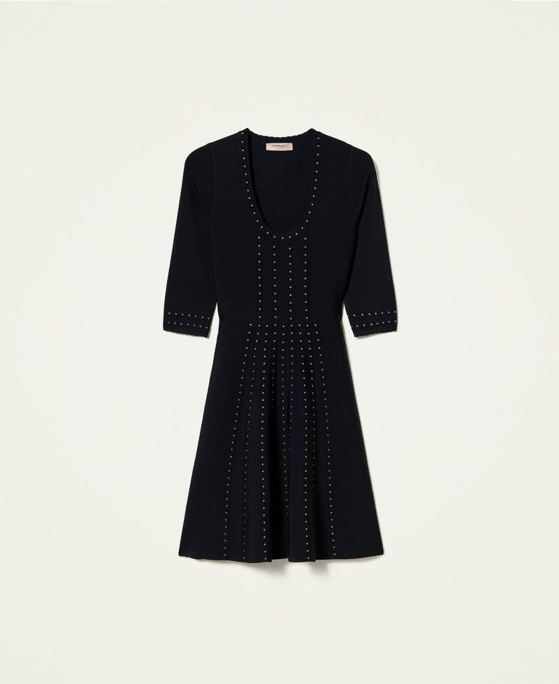 Knit dress with studs Black Woman 212TP3040-0S