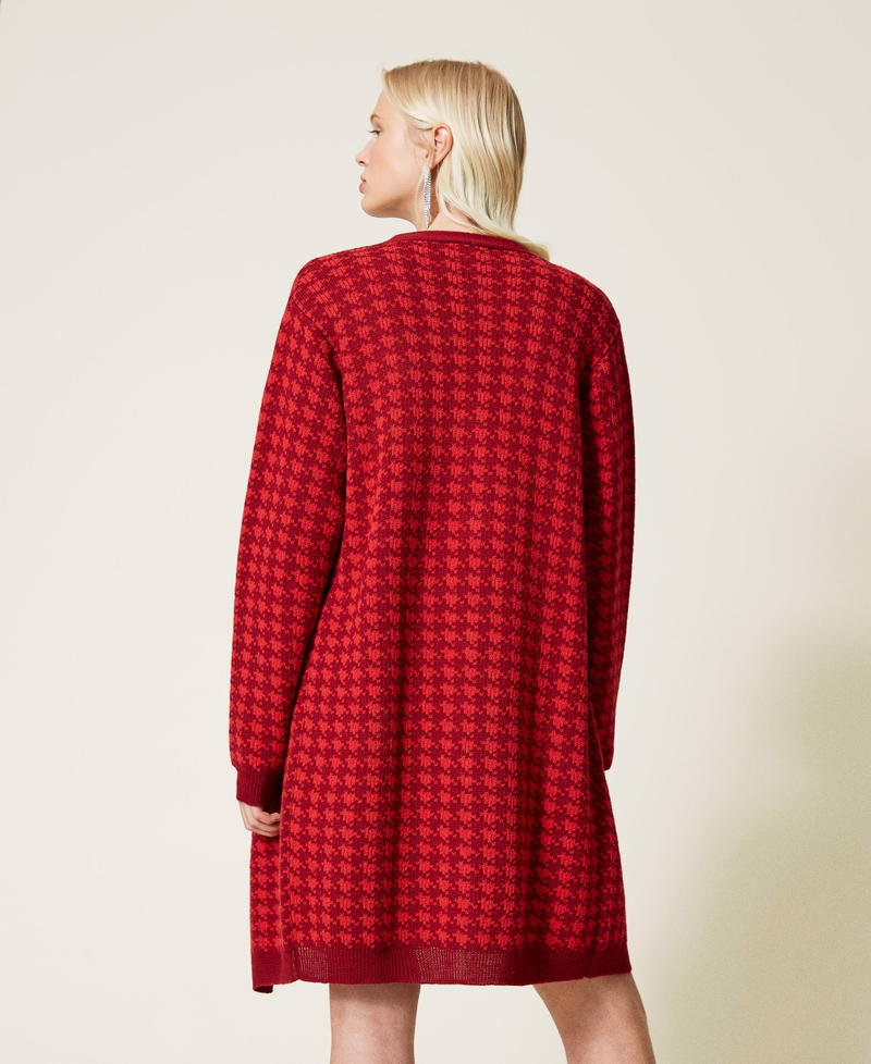 Houndstooth jacquard cardigan Dark Raspberry Houndstooth Jacquard Woman 212TP3052-03