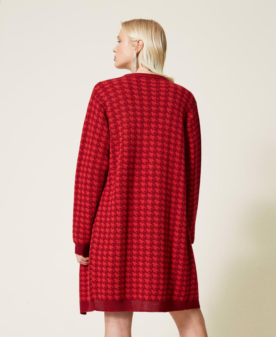 Houndstooth jacquard cardigan Dark Raspberry Houndstooth Jacquard Woman 212TP3052-03