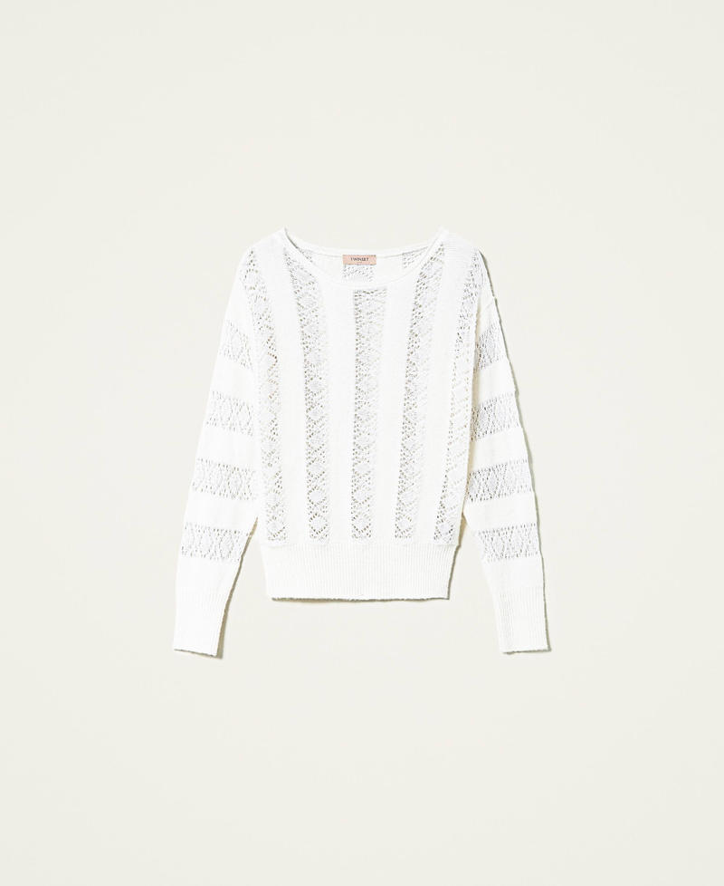 Jumper with openwork stripes White Snow Woman 212TP3070-0S
