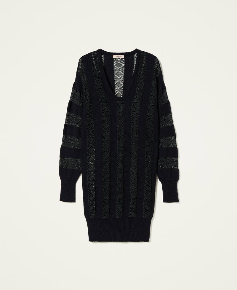 Knit dress with openwork stripes Black Woman 212TP3071-0S