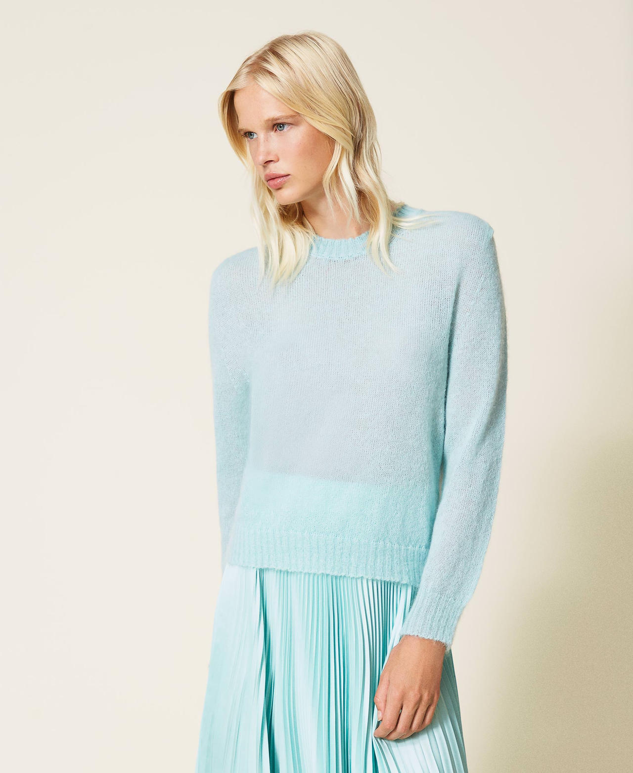 Mohair blend jumper Green Satin Woman 212TP3091-02