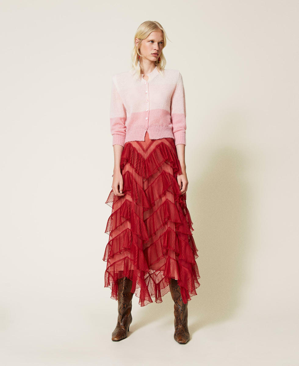 Mohair blend cardigan Canyon Pink Multicolour Stripes Woman 212TP3092-02