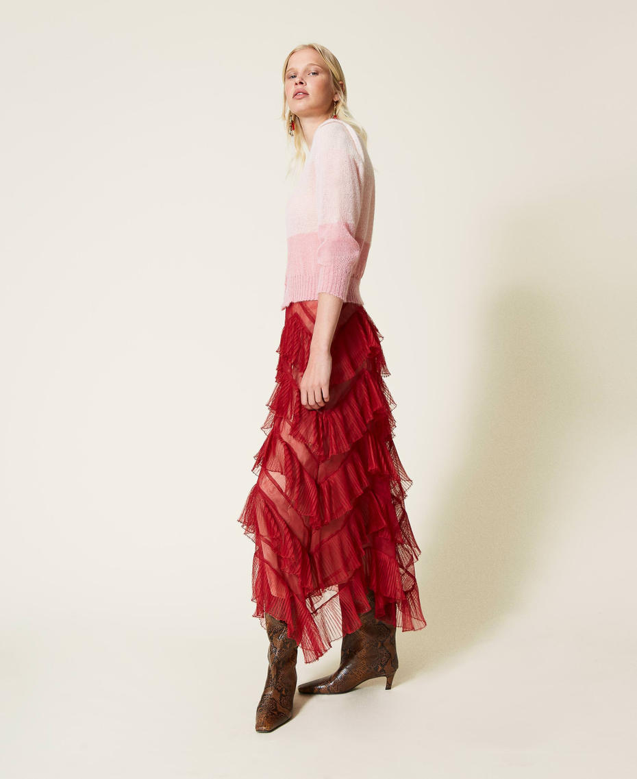 Mohair blend cardigan Canyon Pink Multicolour Stripes Woman 212TP3092-03