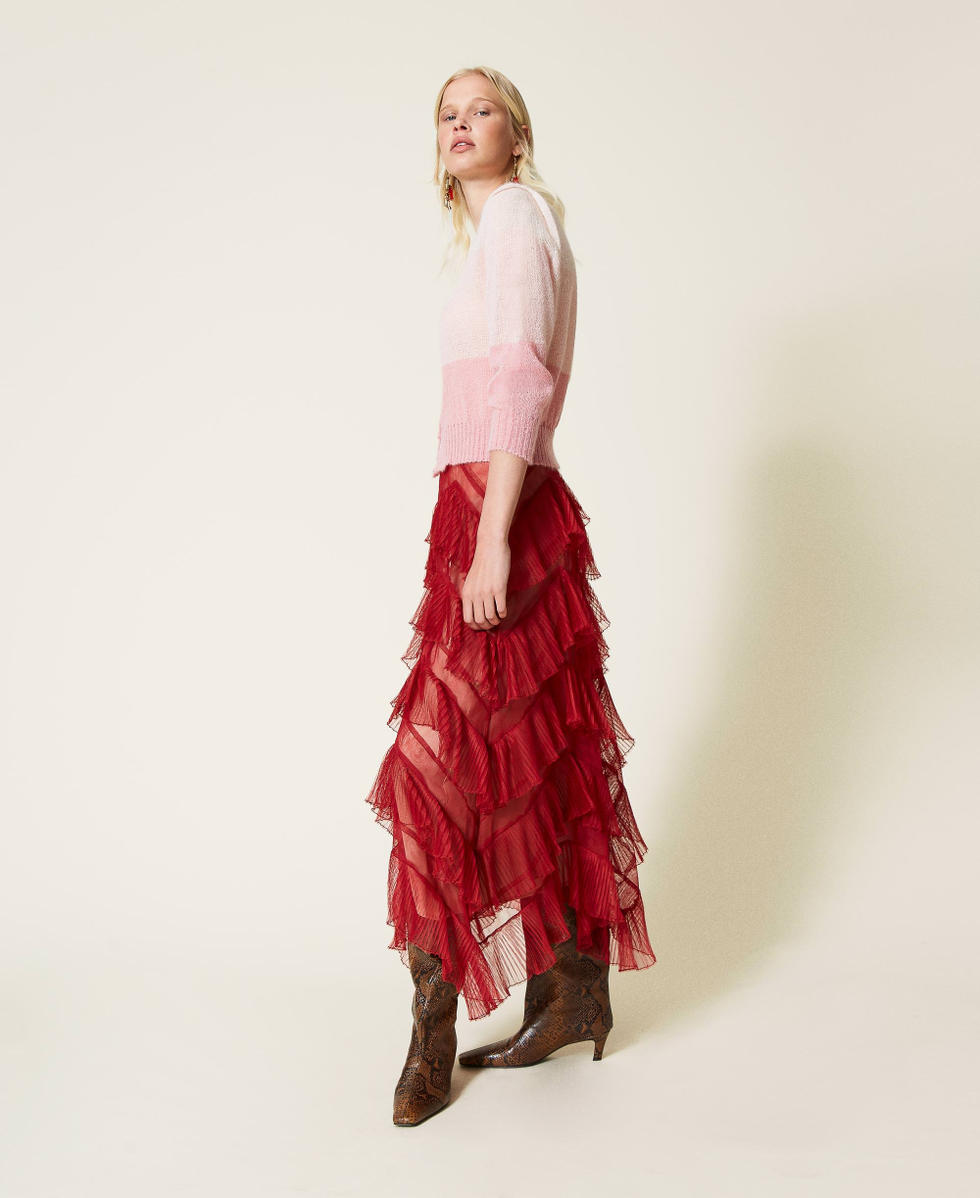 Mohair blend cardigan Canyon Pink Multicolour Stripes Woman 212TP3092-03