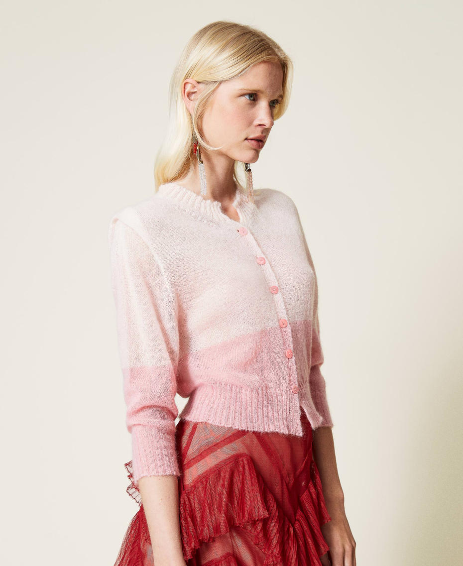 Mohair blend cardigan Canyon Pink Multicolour Stripes Woman 212TP3092-04