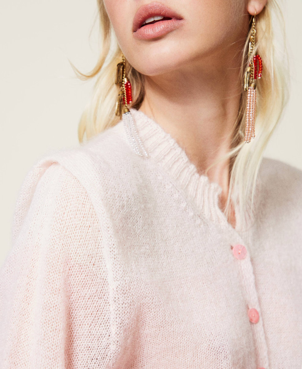 Mohair blend cardigan Canyon Pink Multicolour Stripes Woman 212TP3092-06