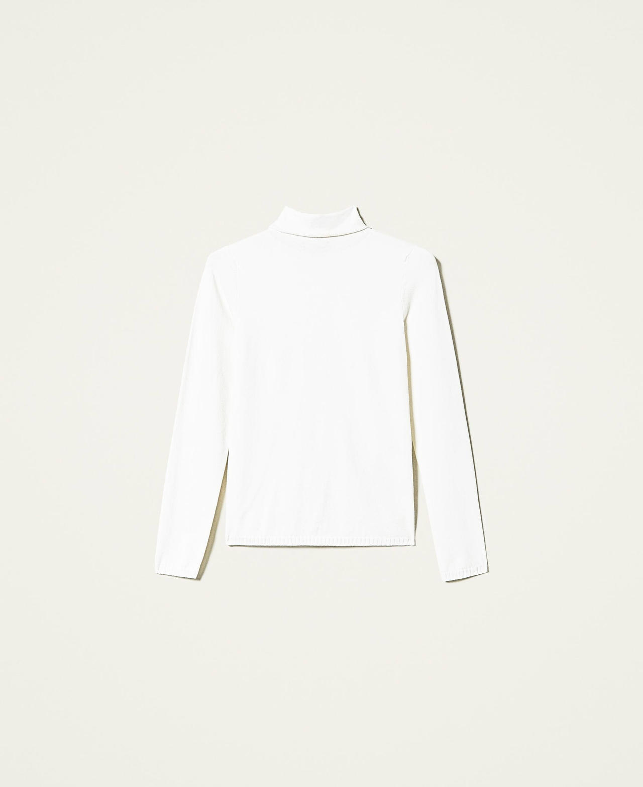 Pull col roul&eacute; avec logo Blanc Neige Femme 212TP3104-0S