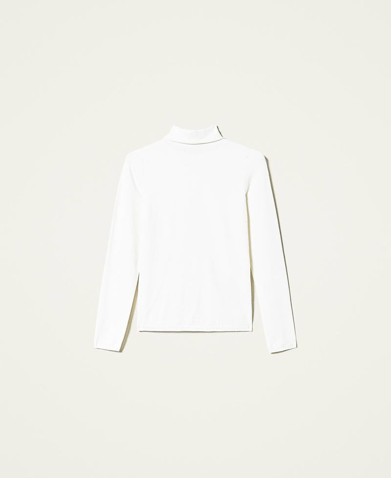 Pull col roul&eacute; avec logo Blanc Neige Femme 212TP3104-0S