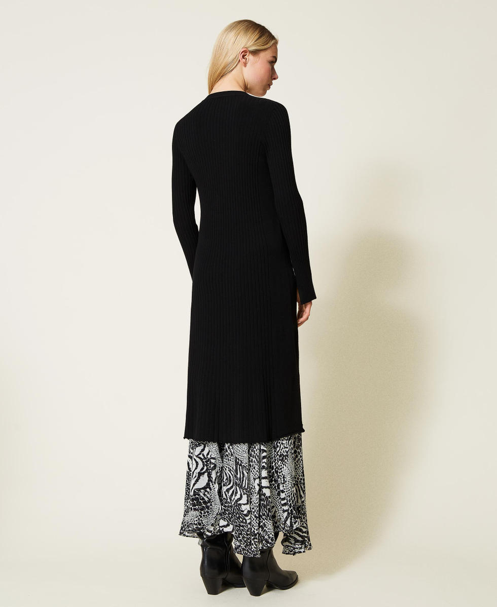 Maxi cardigan c&ocirc;tel&eacute; Noir Femme 212TP3112-04