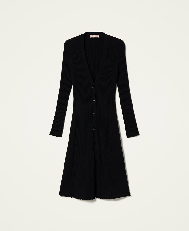 Ribbed maxi cardigan Black Woman 212TP3112-0S