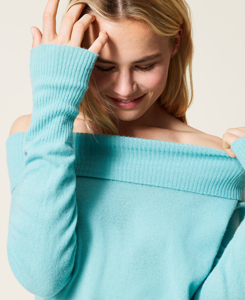 Pullover aus Kaschmirmischung Green Satin Frau 212TP3141-06