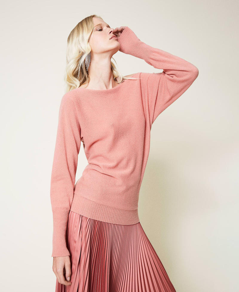 Cashmere blend jumper with ribbon Canyon Pink Woman 212TP3143-02