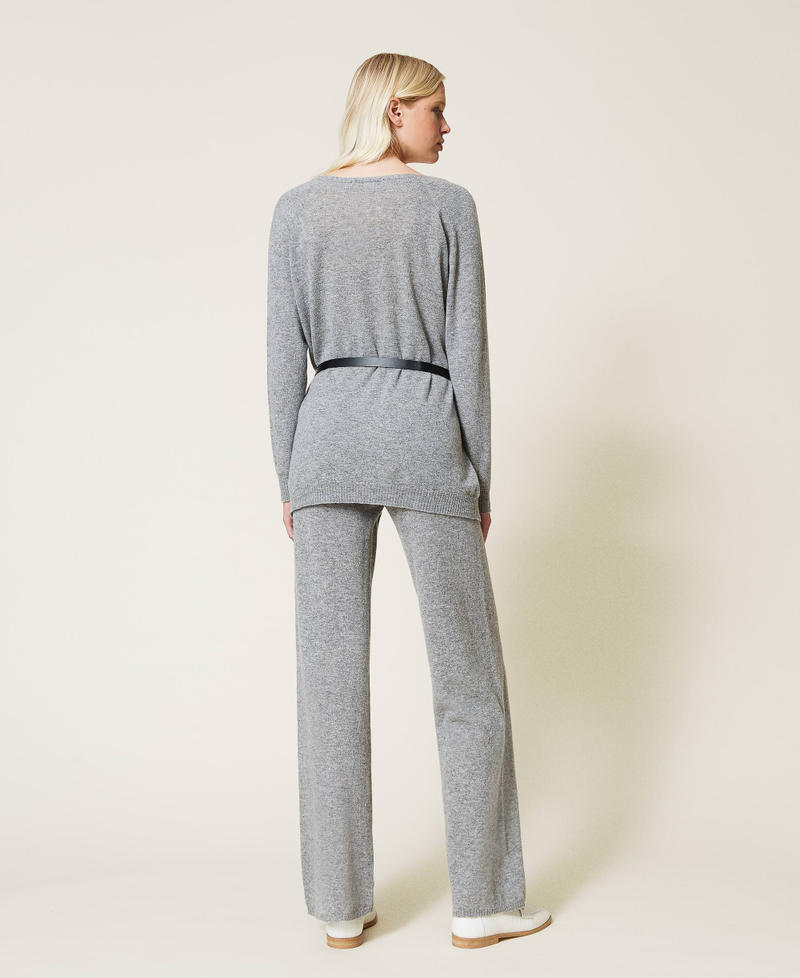 Cashmere blend palazzo trousers Melange Grey Woman 212TP3144-03