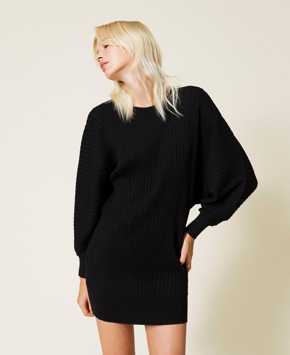 Ribbed knit dress Black Woman 212TP3212-01