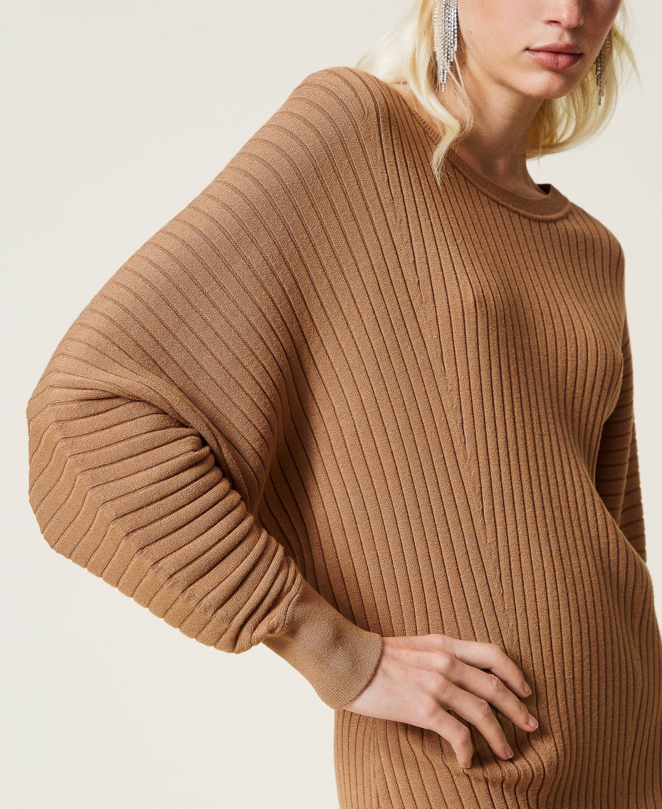 Robe en maille c?�tel?�e Femme, Noir | TWINSET Milano